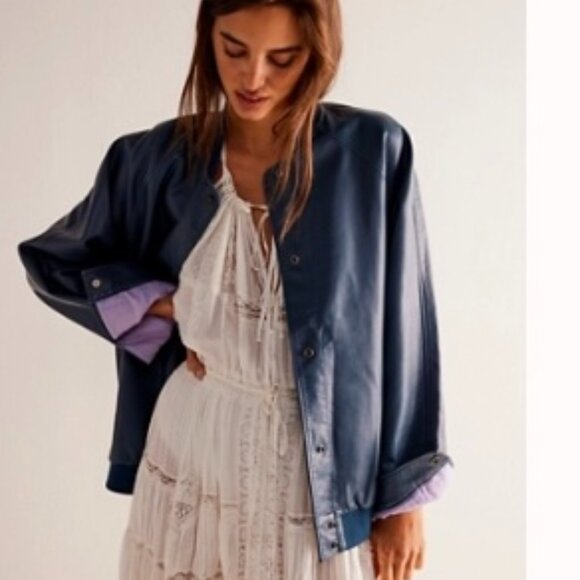 We the Free Vegan Wild Rose Vegan Leather Bomber - Picture 1 of 13